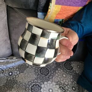 (2) Mackenzie Child Courtly Checkered enamel  Mugs